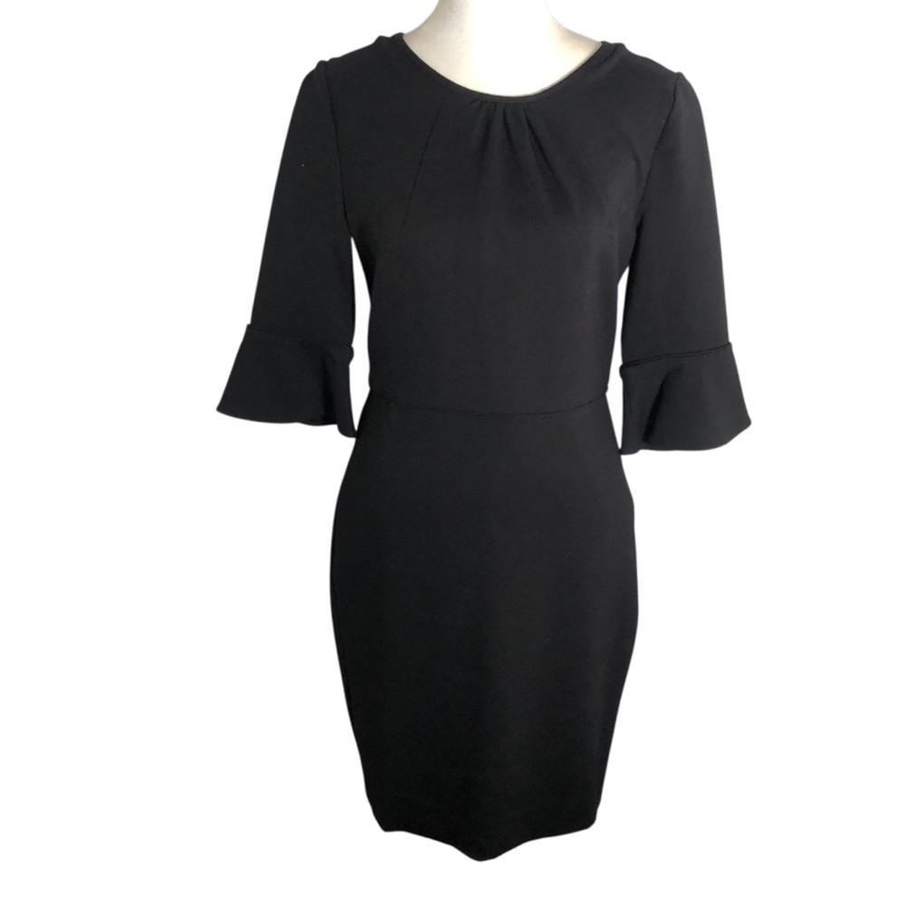 J. Crew black bell sleeve sheath dress Sz 2P